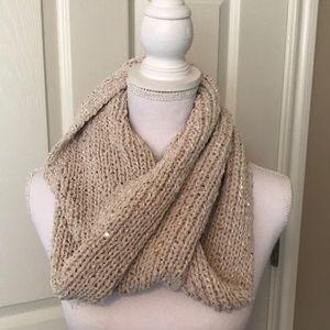 Betsy Johnson knit infinity scarf metallic sequin